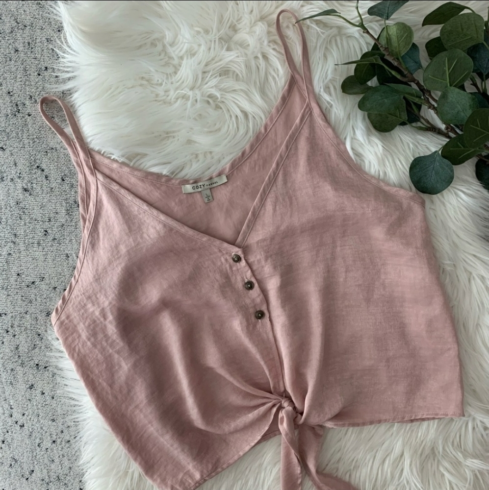 Dusty Rose pink crop top. Large